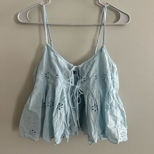 American Eagle Outfitters Light Blue Eyelet Camisole